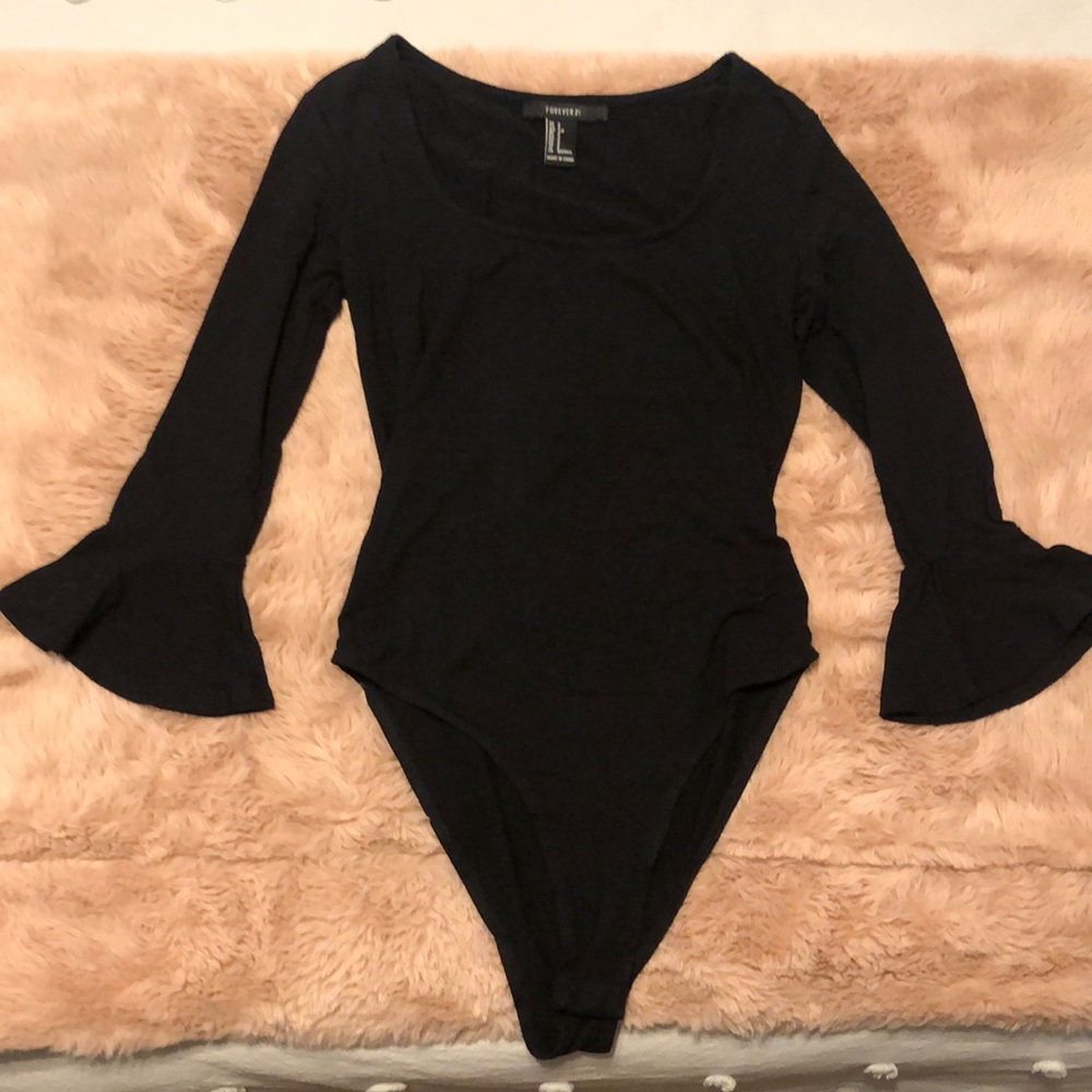 Black Scoop Neckline Bodysuit